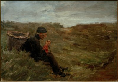 Seated Farmer in the Dunes - 1st Draft by Max Liebermann