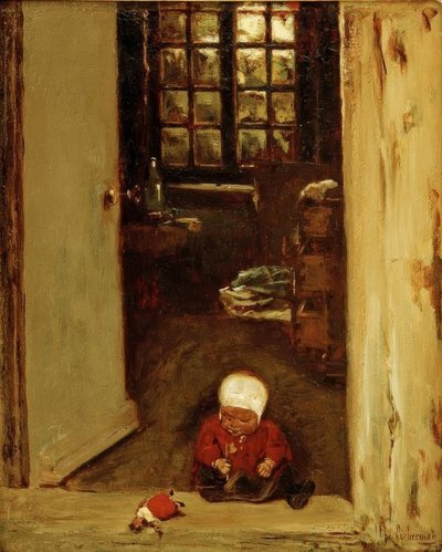 Playing Child in the Doorway by Max Liebermann