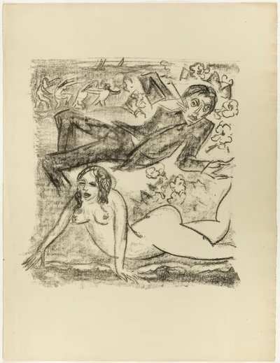 Cleopatra and Poet, back banner page from The Samland Ode by Max Pechstein