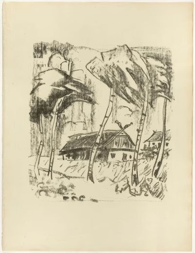 Homestead Behind Birch Trees, from The Samland Ode by Max Pechstein