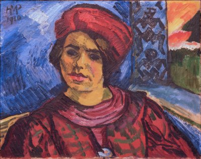 Young Woman with Red Turban by Max Pechstein