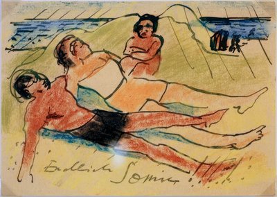 Sunbathing on the Beach by Max Pechstein