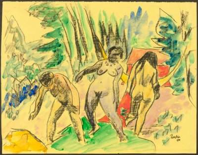 Three Nudes in the Forest by Max Pechstein