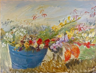Flower Still Life Outdoors. 1917 by Max Slevogt