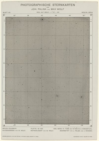 Photographic Star Charts March 17, 1906, 2268 by Max Wolf, Johann Palisa
