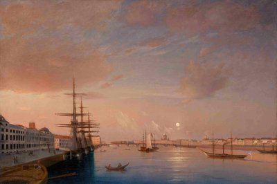 View of the Blagoveshchensky Annunciation Bridge and Nikolaevskaya Embankment by Maxim Nikiphorovich Vorobyev
