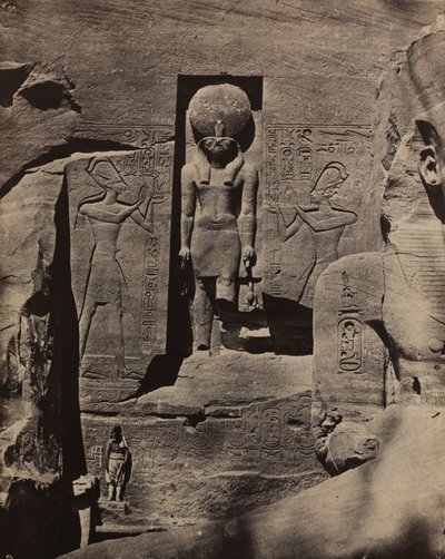 Abu Simbel, Sculptures at the Entrance of Spéos de Phré by Maxime Du Camp