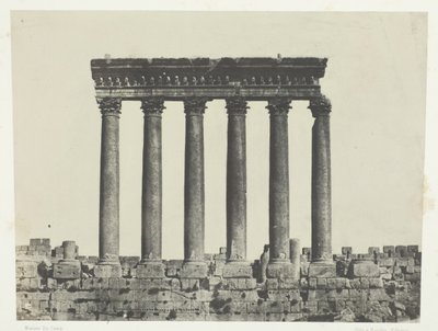 Baalbeck Heliopolis, Colonnade of the Temple of the Sun, Syria, 1849-1851, printed 1852 by Maxime Du Camp
