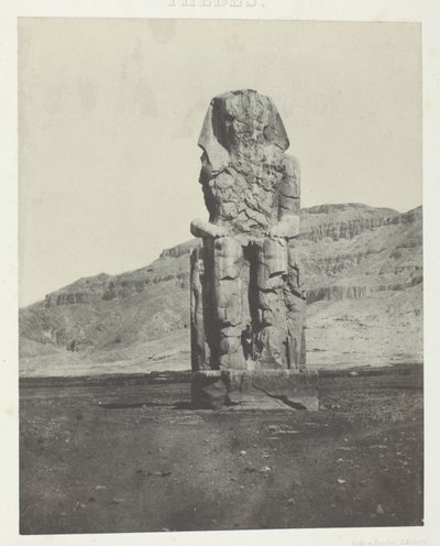 Gournah, Monolithic Colossus of Amenophis III; Thebes, plate 56 from the album "Egypt, Nubia, Palestine and Syria" (1852) by Maxime Du Camp