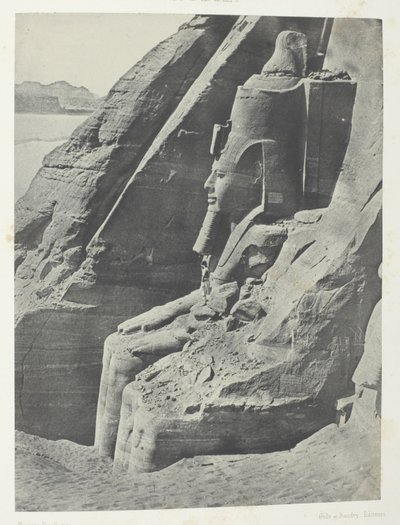 Ibsamboul, Eastern Colossus of the Speos of Phre, Seen in Profile; Nubia, plate 104 from the album "Egypt, Nubia, Palestine and Syria" (1852) by Maxime Du Camp