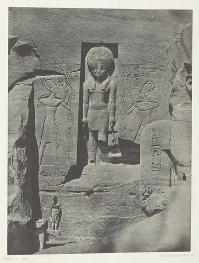 Ibsamboul, Sculptures at the Entrance of the Speos of Phre, Nubia, plate 105 from the album "Egypt, Nubia, Palestine and Syria" (1852) by Maxime Du Camp