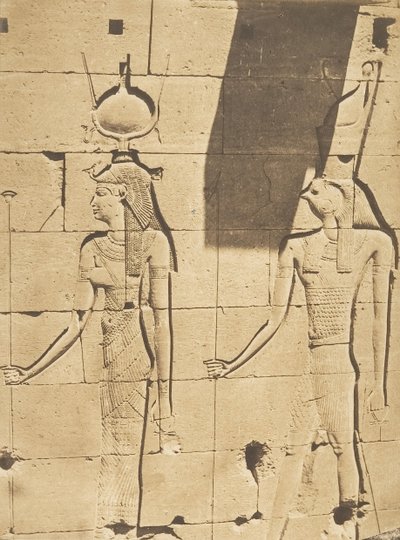 Isis and Horus-Arsiési - Bas-relief of the Temple of Kalabcheh Talmis, April 8, 1850 by Maxime Du Camp