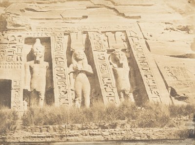 Half of the Facade of the Speos of Hathor, at Abu Simbel Northern Part, March 1850 by Maxime Du Camp