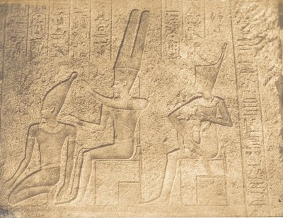 Exterior Sculptures of the Granite Sanctuary of the Palace of Karnak Amun Assuring the C..., 1849-50 by Maxime Du Camp