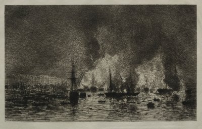 Fire in the Port of Bordeaux by Maxime Lalanne