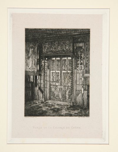Door of the Oak Gallery, plate 8 from the suite Chez Victor Hugo by Maxime Lalanne
