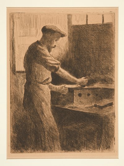 August Delatre at Work by Maximilien Luce