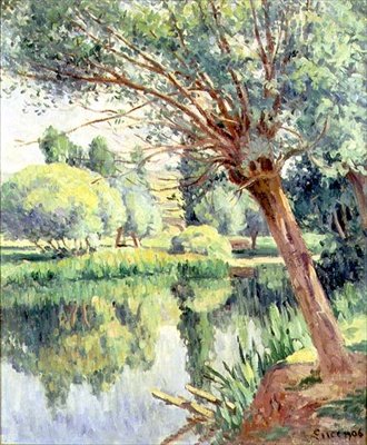 The Presbytery and the Willow on the River Bank by Maximilien Luce