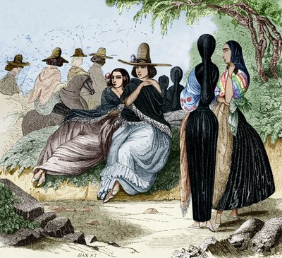 Women from Lima in Peru, Engraving from Radiguet
