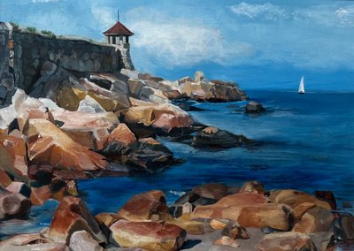 Rocky Coast Seascape by Maxine Shore