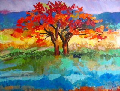 Vibrant Autumn Trees by Maxine Shore