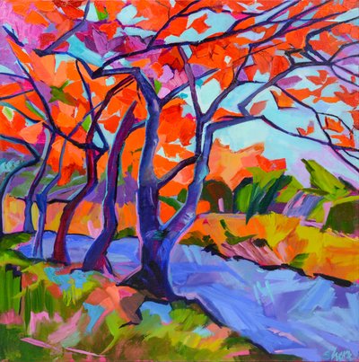 Vibrant Autumn Trees by Maxine Shore