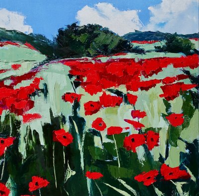 Vibrant Poppy Field by Maxine Shore