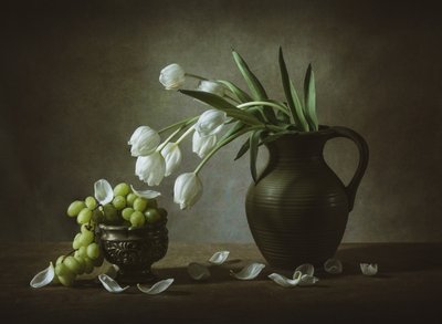 White Tulips and Grapes by May G