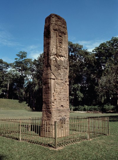 Detail of the Stele E on the Great Square by Mayan