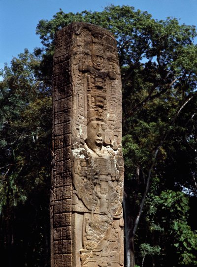 Detail of the Stele E on the Great Square by Mayan