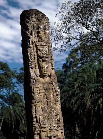 Detail of Stele F on the Great Square by Mayan