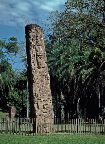 Detail of Stele F on the Great Square by Mayan