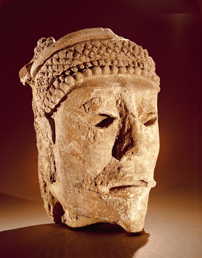 Head Cut from a Wall at Comalcalco, Tabasco, Classic Maya by Mayan