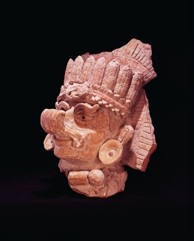 Head of the Mayan corn god, Oaxaca, c.500 AD by Mayan