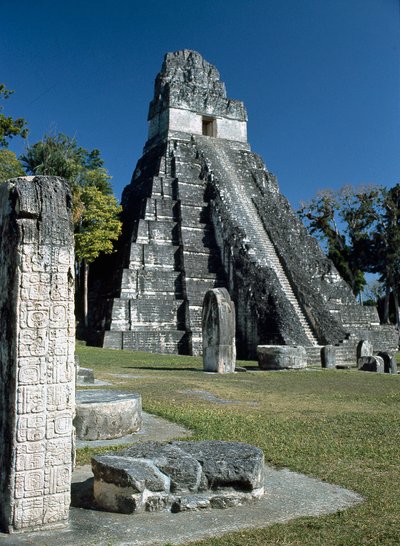 Tikal Temple I or Temple of the Great Jaguar, 7th to 8th century by Mayan