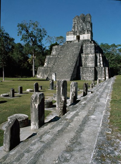 View of Temple II or Temple of the Masks Tikal by Mayan