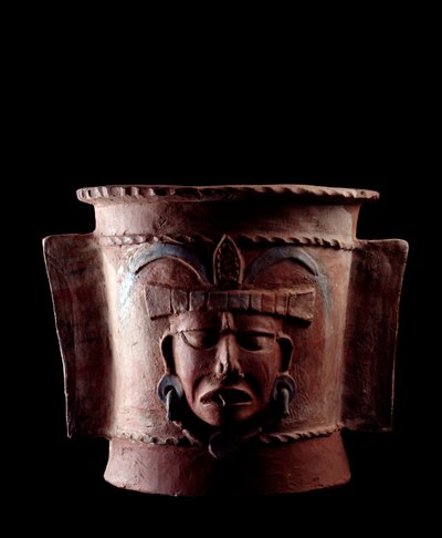 Pre-Columbian Art, Mayan Civilization: Cylindrical Burial Urn by Mayan Mayan