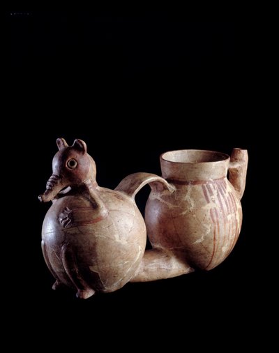 Precolombian art, Mayan civilization, pre-classical period: double clay vase with one element in the form of coati and another simple. From Kaminaljuyu, Guatemala by Mayan Mayan