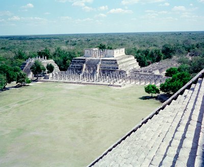 Precolombian civilization: view of the site of Chichen Itza in the Yucatan region. Mayan civilization, classical period and Mayan renaissance, 750-1200 AD. Mexico by Mayan Mayan