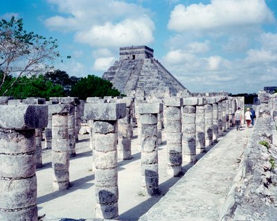 Precolombian civilization: view of the site of Chichen Itza in the Yucatan region. Mayan civilization, classical period and Mayan renaissance, 750-1200 AD. Mexico by Mayan Mayan