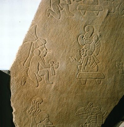 Slab Engraved with Human Figures, from Kaminaljuyu, Guatemala, Early Classic Period by Mayan Mayan