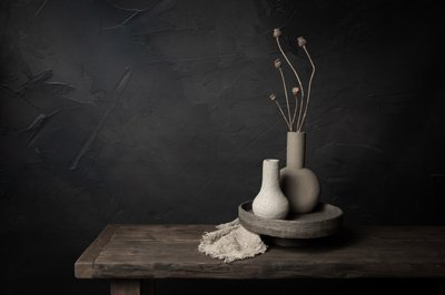 Rustic Vases Dark Still Life by Mayra Pama