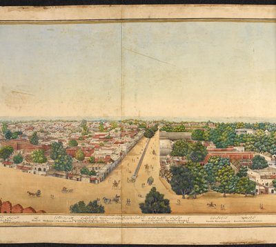 Section of a panorama of Delhi by Mazar or Mazhar Ali Khan