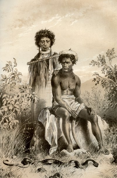 Maoris and Carpet Snake, New Zealand, 1879 by McFarlane and Erskine