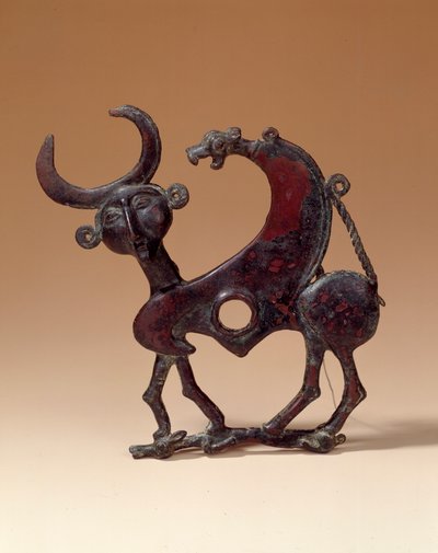 Bronze Jaw Plate Depicting an Androcephalous Monster Trampling a Doe. From Luristan. 750 BC. Paris, Louvre Museum by Median School