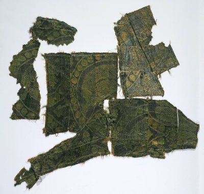 Fragments of a Caftan Covered with a Silk Fabric with a Senmurv Pattern, Moshchevaya Balka Burial by Medieval Culture of the North Caucasian