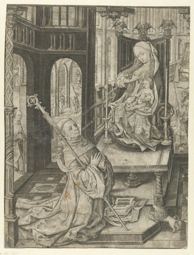 Saint Bernard Kneeling Before Mary with Child by Meester IAM van Zwoll