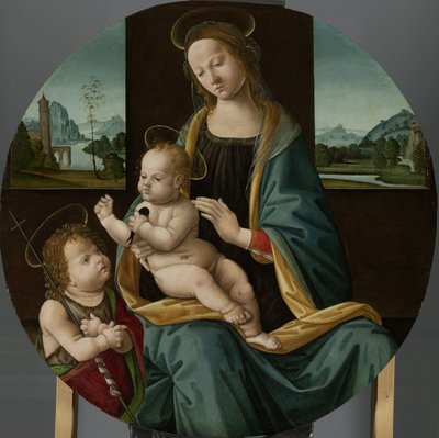 Virgin and Child with the Infant Saint John the Baptist by Meester van de Conversazione di Santo Spirito