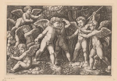 Playing Putti Tapestries of the Pope (series title) by Meester van de Dobbelsteen