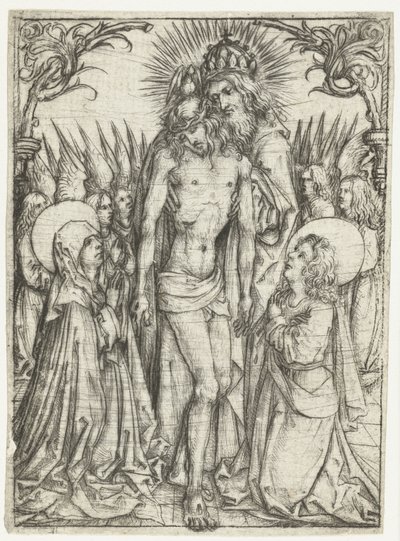 Adoration of the Holy Trinity by Mary, John the Evangelist, and Angels by Meester van het Amsterdamse Kabinet